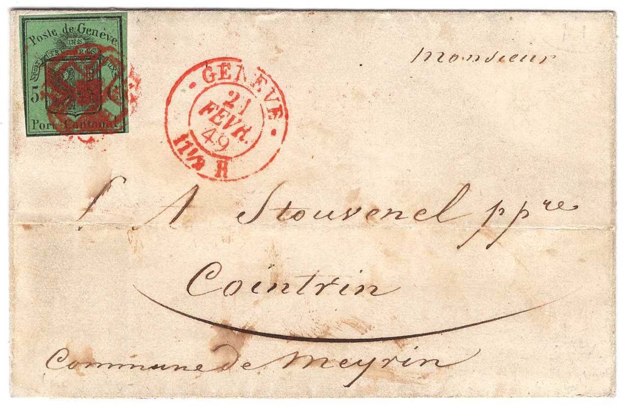 Tutti i francobolli: 1848 DUNKELGRÜNER ADLER auf Brief – Usato da Heerbrugg venduto da Swissphila