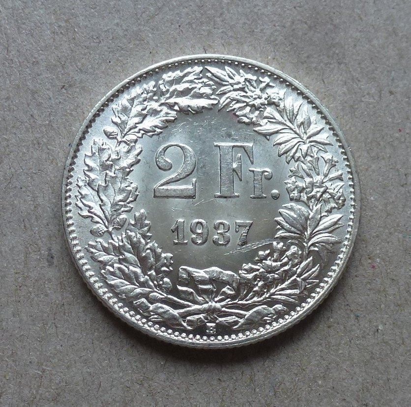 Tutti le monete: ++ 2.- Franken 1937, Top Erhaltung – Usato da Walkringen venduto da Casablanca777