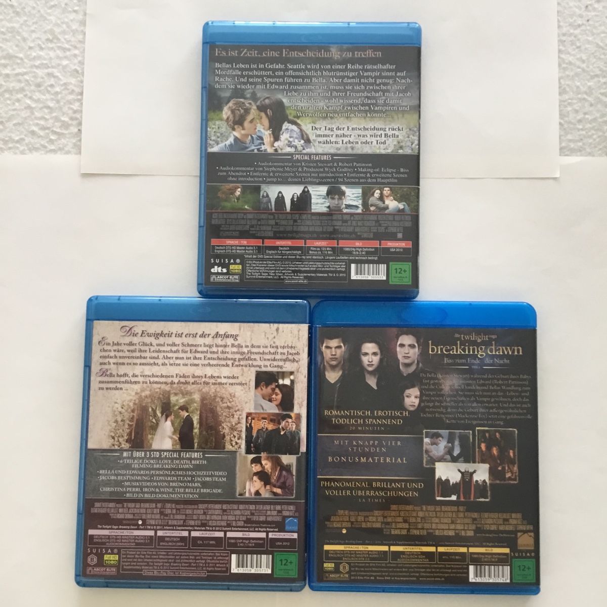 Tutti i DVDs: The Twilight Saga Breaking Dawn Blu Ray 3er Set – Nuovo (secondo la descrizione) da Blauen venduto da berlingo65 1