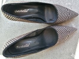 High Heels, schwarz-gold, Glitzer, Gr. 41, neuwertig!