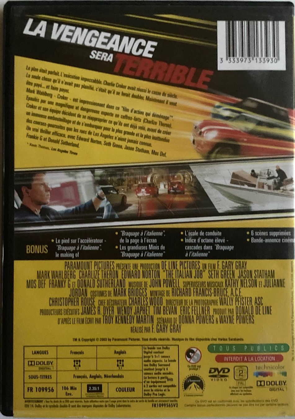 Tutti i DVDs: BRAQUAGE A L'ITALIENNE – Usato da Poliez-Pittet venduto da Newtown-Records 1