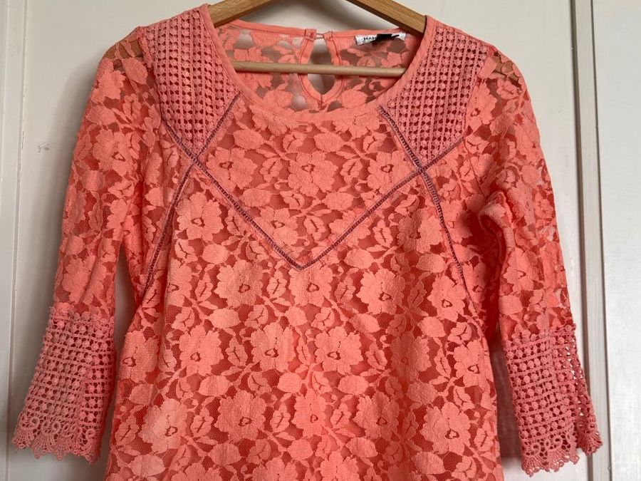 Mango Camicette: Mango Orange Lace Blouse - Excellent Condition – Usato da Zürich venduto da olalinda 1