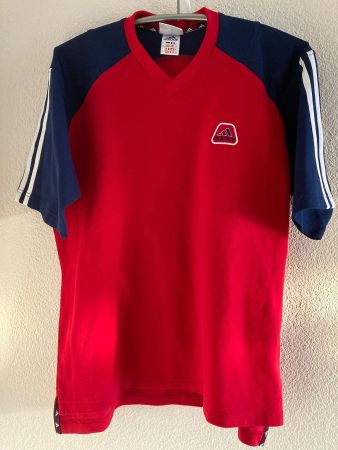 Original Adidas Shirt, rot-blau, Grösse L, Top Zustand!