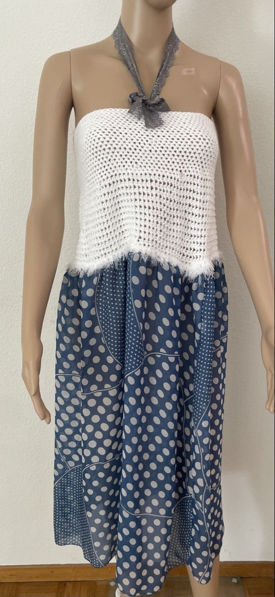 Vestiti: Kleid weiss-blau Grösse M Neu luftig  – Nuovo e nell'imballaggio originale da Au ZH venduto da Jaggy4