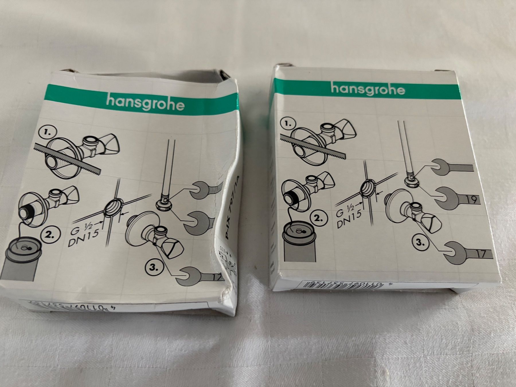 Hansgrohe Rubinetteria: 2 Neue Eckregulierventile, hansgrohe, 1/2" x 3/8" – Usato da Winterthur venduto da efant12 1