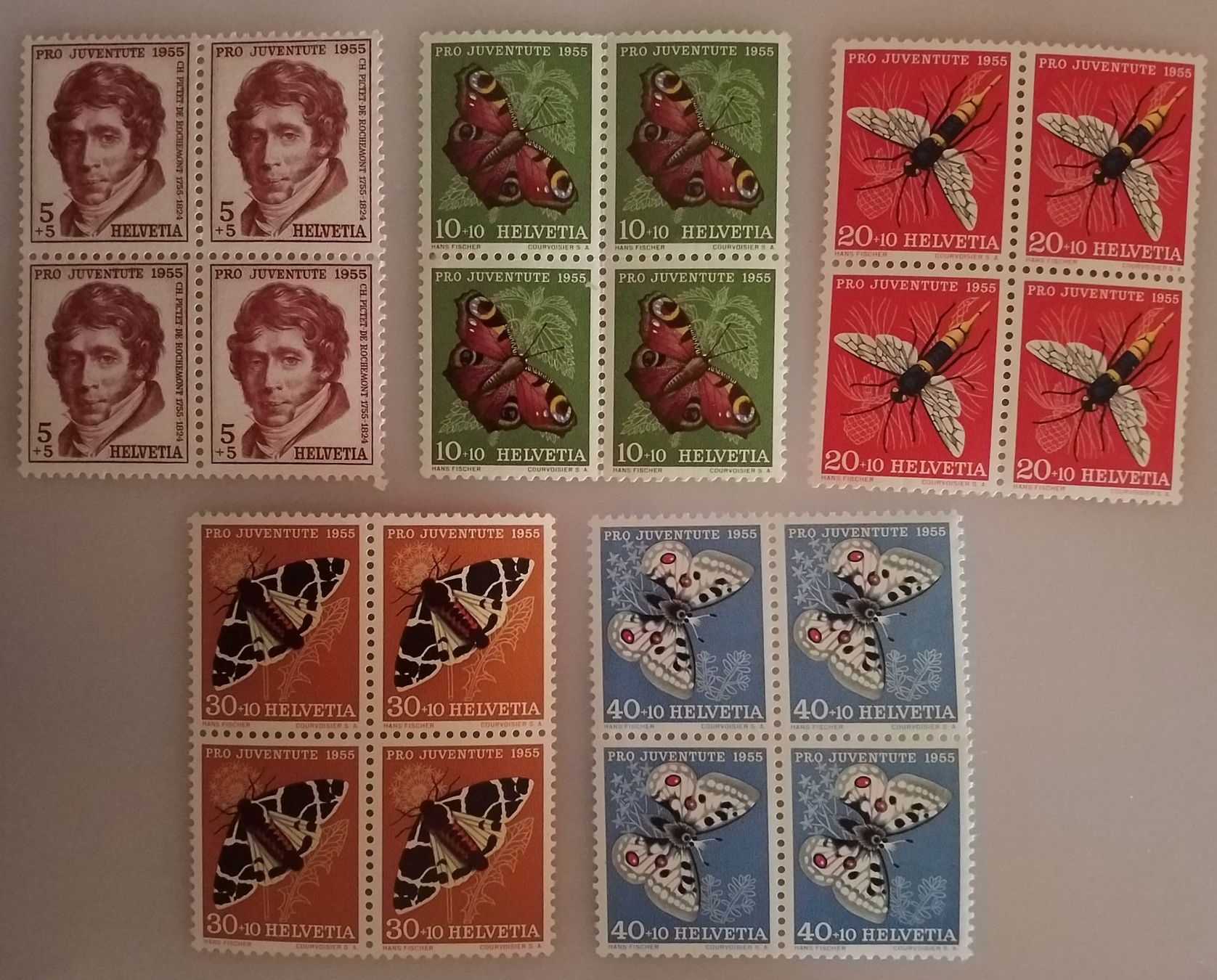 Tous les timbres: 1955, Pro Juventute Satz im 4-Block postfrisch – Neuf (Voir description) à Baden par Eggi