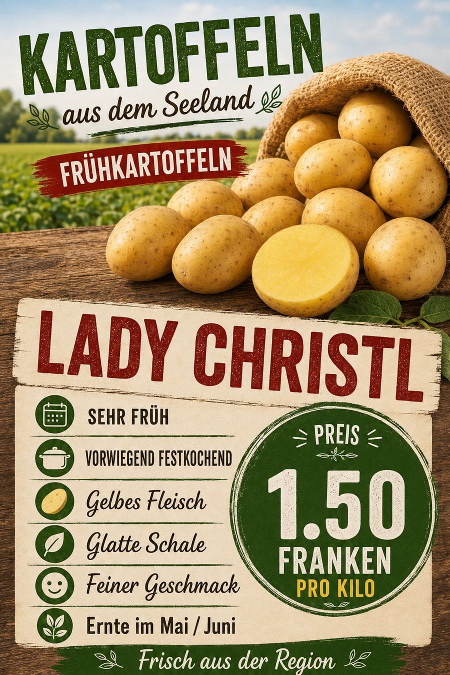 Lebensmittel & Spezialitäten: FRÜHKARTOFFELN LADY CHRISTL – Neu (gemäss Beschreibung) aus Heimiswil von Mad2mad