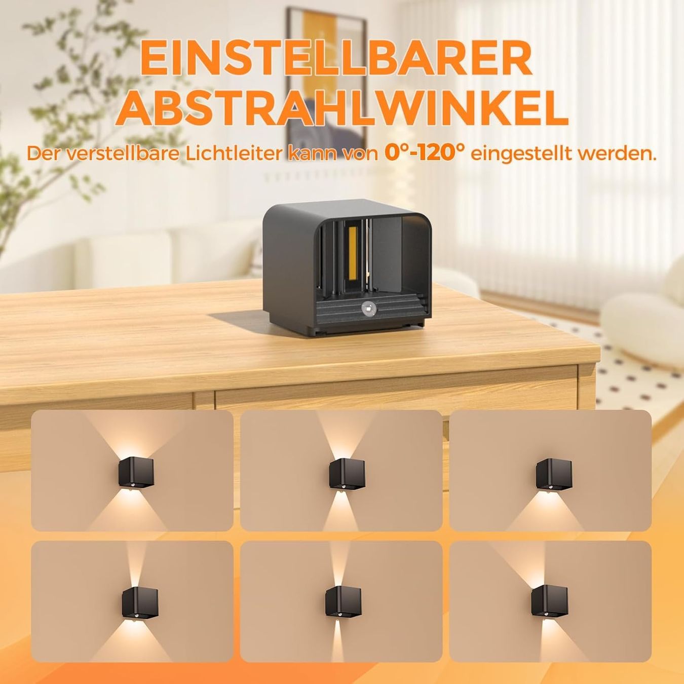 Lampade: LED Wandleuchte 4er Set mit Sensor, Aufladbar, Schwarz – Nuovo e nell'imballaggio originale da Wittenbach venduto da VELARO 4