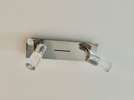 Deckenstrahler 2-flammig, schwenkbar, Edelstahl/Glas-Optik