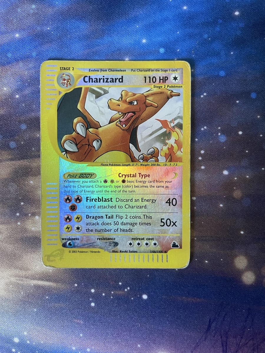 Pokémon Carte collezionabili: Pokémon Charizard Skyridge Rev Holo Played – Usato da Breitenbach venduto da KithusPokeKingdom