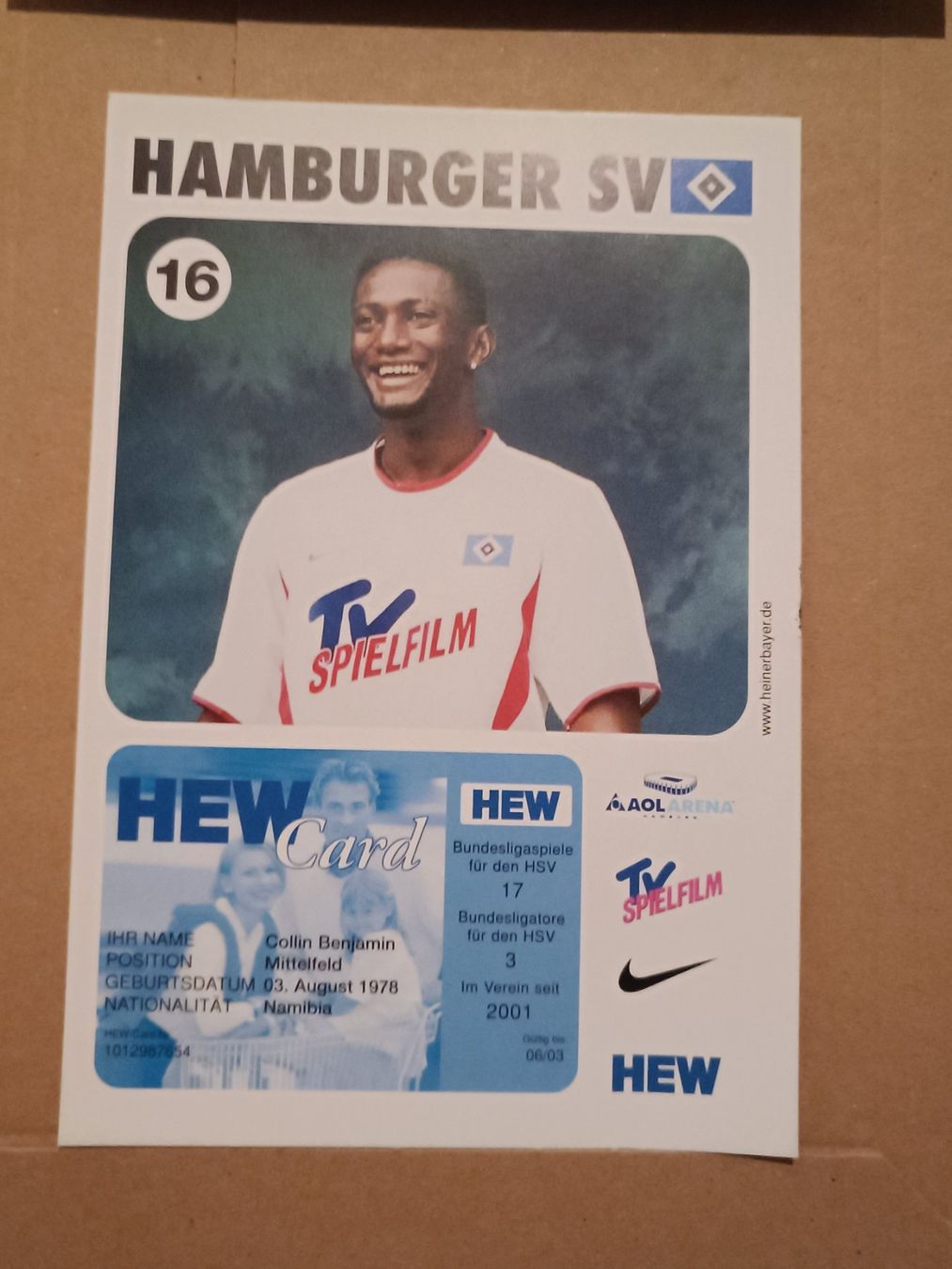 Autographes: Collin Benjamin - HSV 2003 - handsigniert – D'occasion à Menziken par Autogramme 1