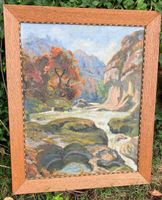 peinture automne rivière ancien antik Gemälde