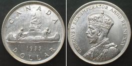 KANADA Dollar 1935 Silbernes Regierungsjubiläum GEORGE V unz
