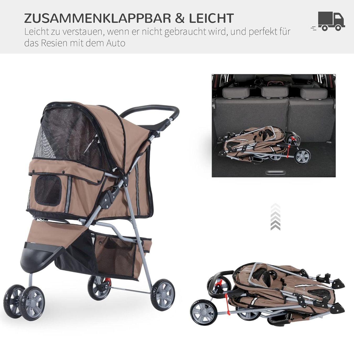 Käfige, Transport & Sicherheit: PawHut Hundewagen Kaffeebraun – Neu und originalverpackt aus Bottighofen von zaap 3