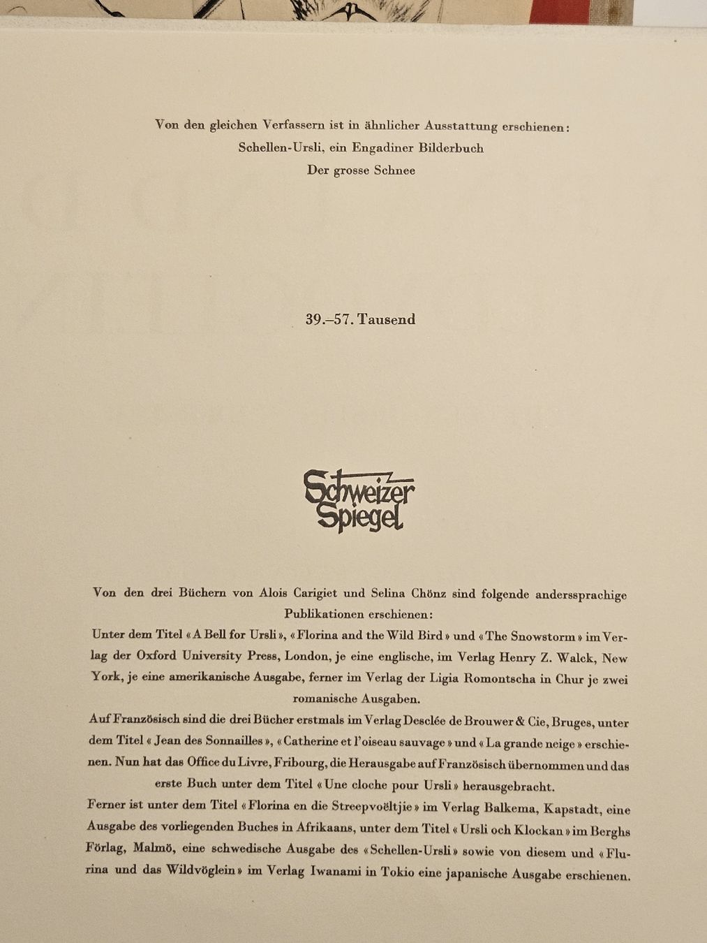 Libri: Kinderbuch: Flurina und das Wildvöglein / ca. 1963 /  #WT18 – Usato da Oberdorf BL venduto da BaldenEagle 1