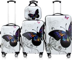 4tlg. Hartschalenkoffer Butterfly