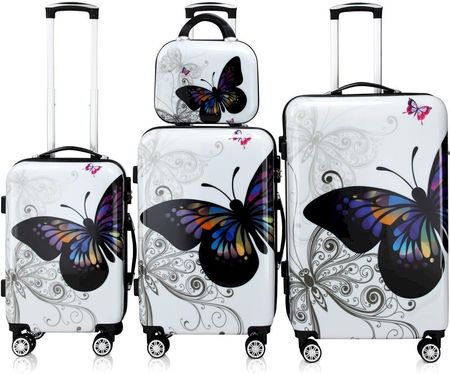 4tlg. Hartschalenkoffer Butterfly