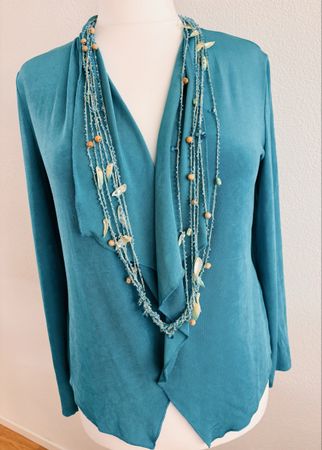 Damen Strickjacke mit Kette Petrol Grösse M neu