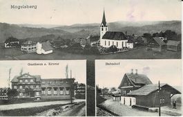 MOGELSBERG  Mehrbildkarte mit Dorf, Krone, Bahnhof SG 1914!