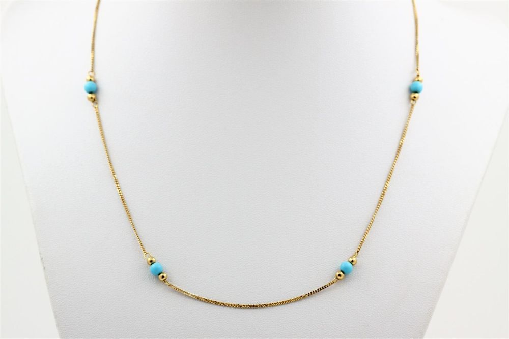 bucherer-kette-mit-t-rkisen-18k-gelbgold-s3264-gebraucht-in-f-r-chf