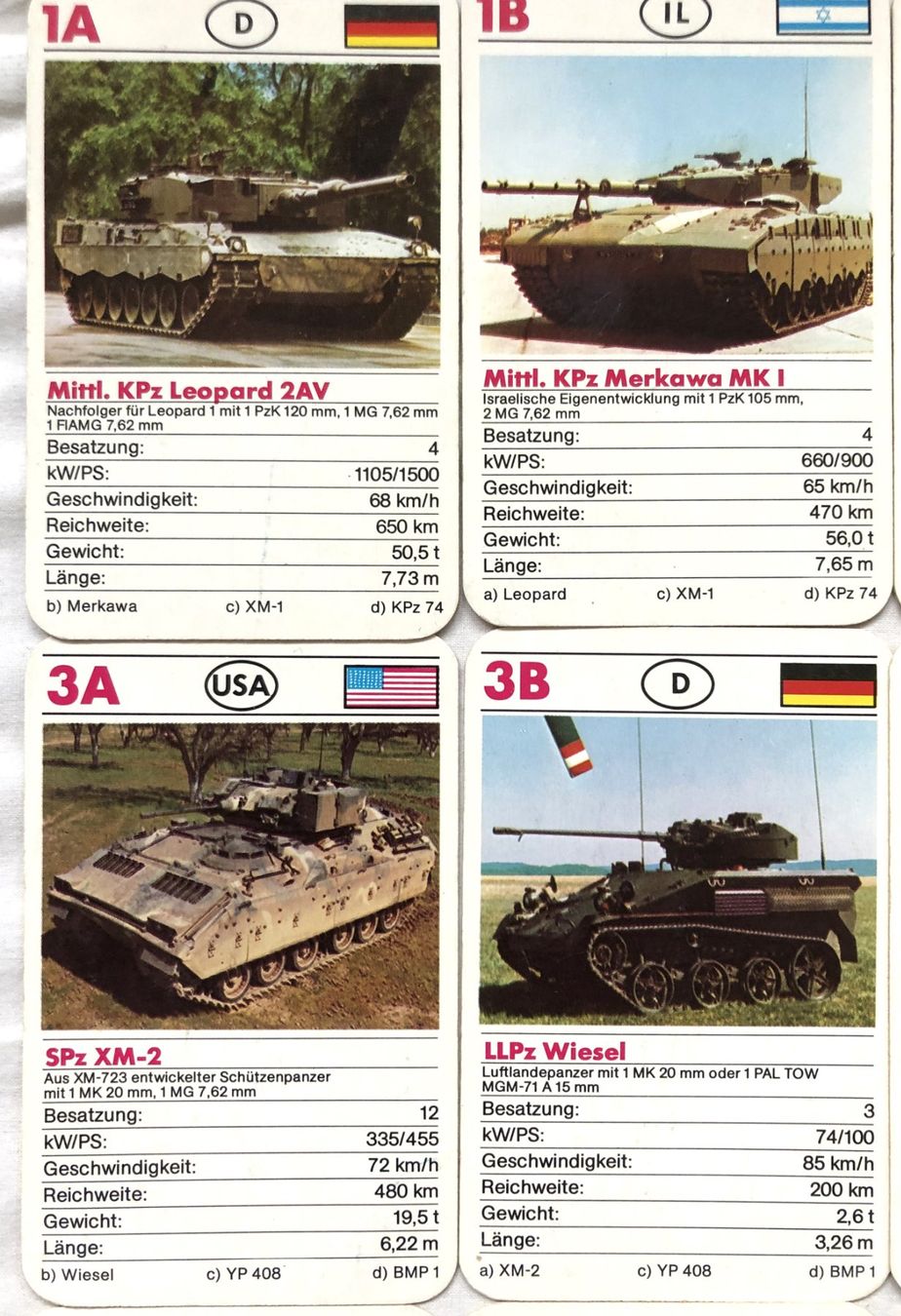 Giochi: Super Trumpf Quartett - Tanks - F.X.Schmid - 1980 – Usato da Schaffhausen venduto da durruti 3