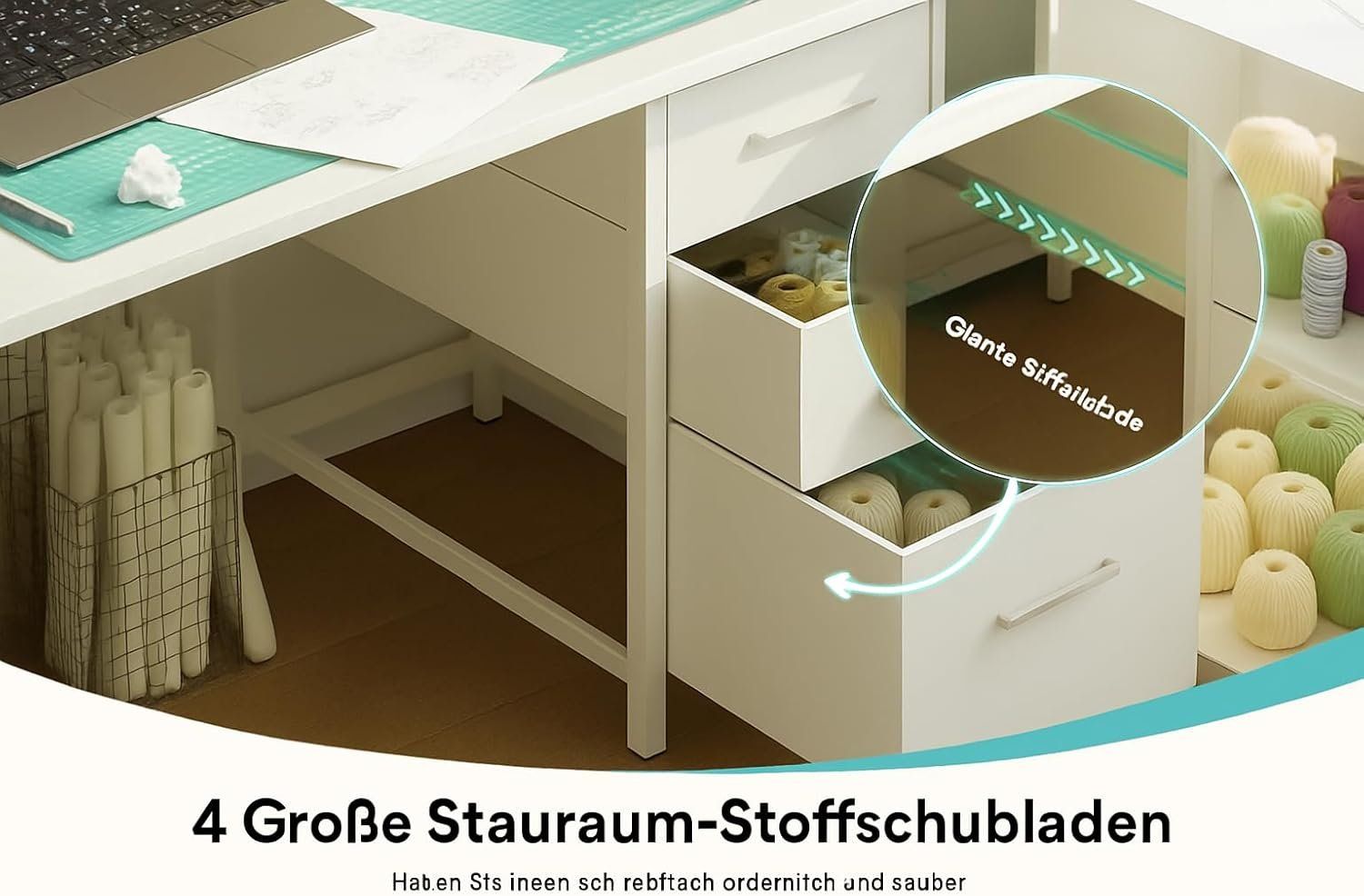 Scrivanie: Schreibtisch Eckschreibtisch mit USB Steckdose Weiss – Nuovo e nell'imballaggio originale da Schaffhausen venduto da AllesMussRaus90 5