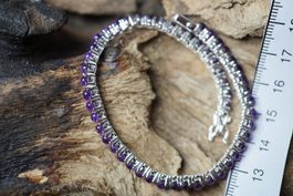Silber Armband mit Amethysten  Edel     925 Silber 19.5cm