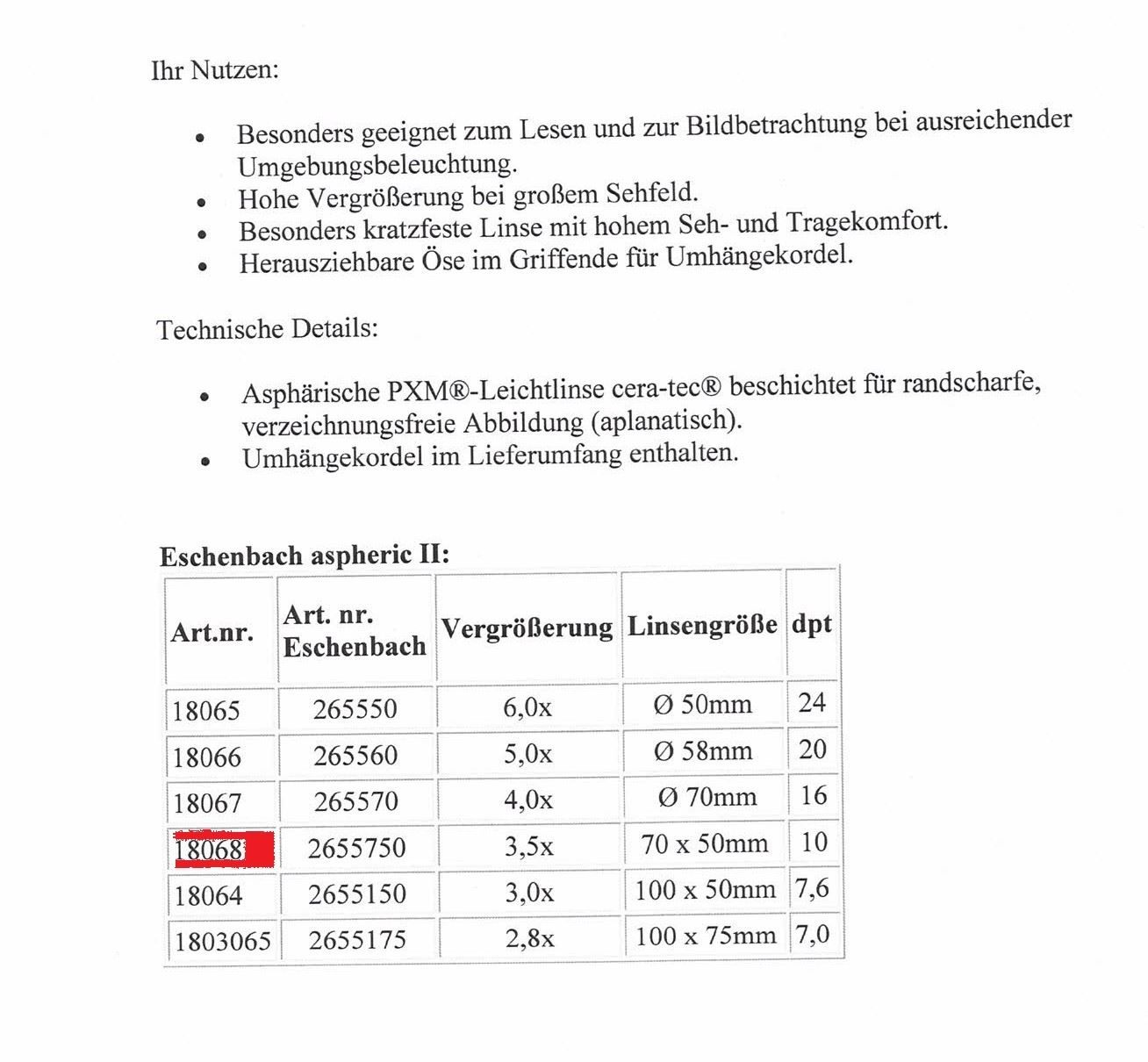 Eschenbach Altro per Ottica: Lupe Eschenbach 2655750, Nr. 50m – Nuovo e nell'imballaggio originale da Kottwil venduto da Crazyrolf 2