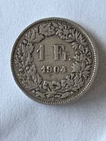 1 Franken Muenze Helvetia 1904 Zustand gut