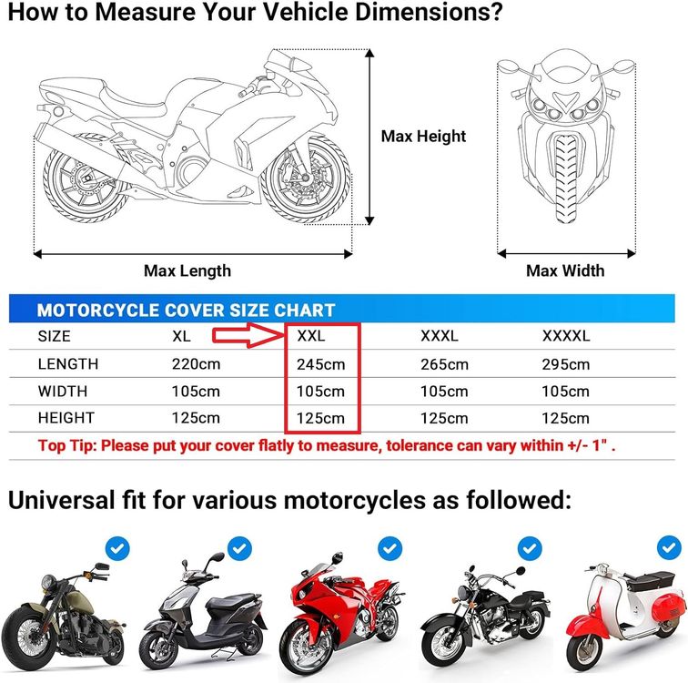 Motorrad Abdeckplane, Töff Abdeckung, Motorradabdeckung XXL 10