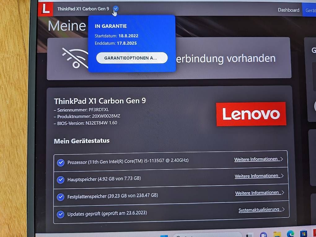 Lenovo Notebook: Lenovo ThinkPad X1 Carbon Gen 9 Gratisversand – Usato da Innertkirchen venduto da Flir 3