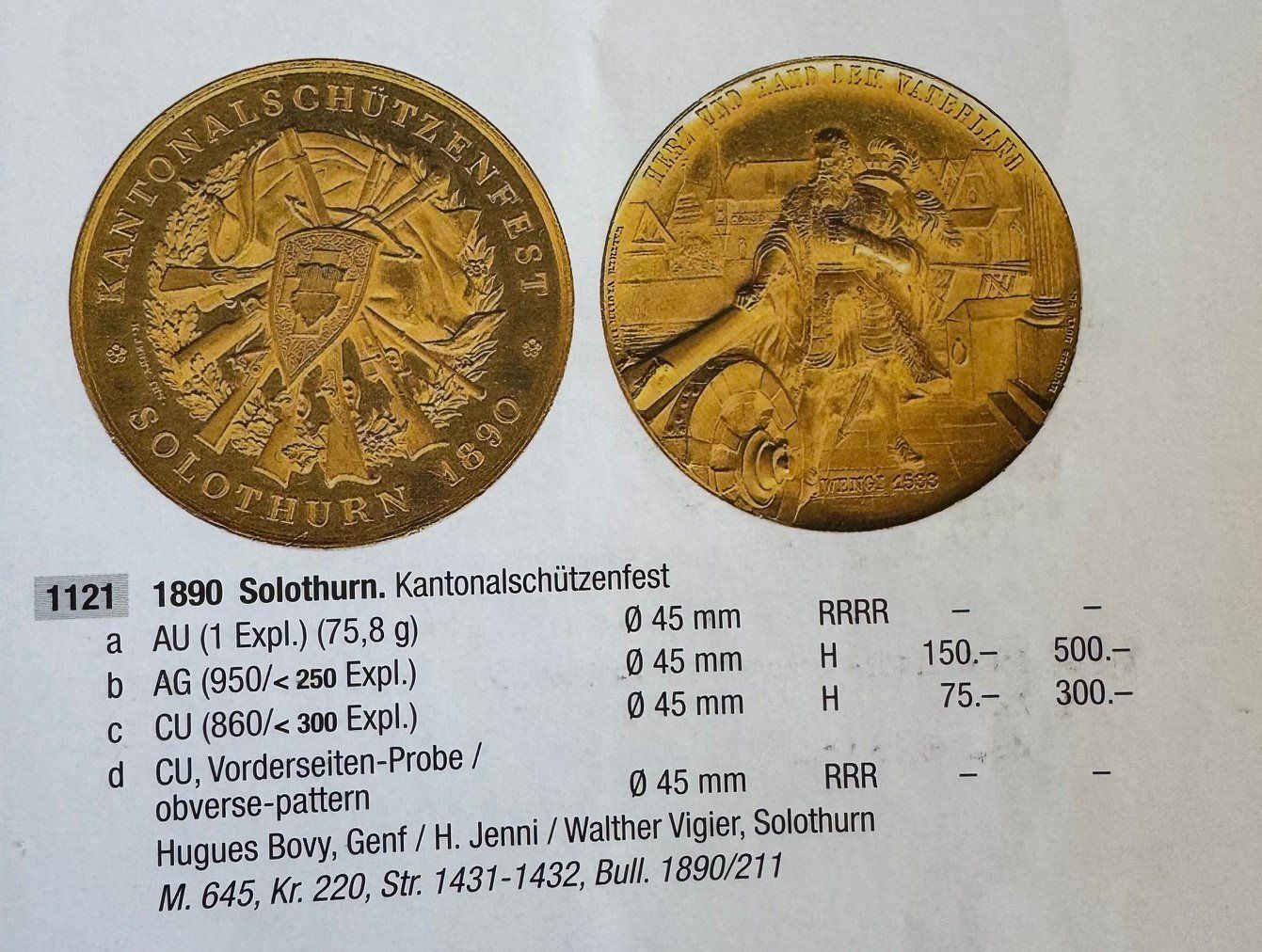 Medaillen: 1890 Schützenmedaille Solothurn – Gebraucht aus Kirchberg SG von Helveticus00 2