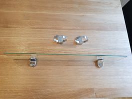 Badzimmerablage aus Glas + 2 Glaswandhalterung