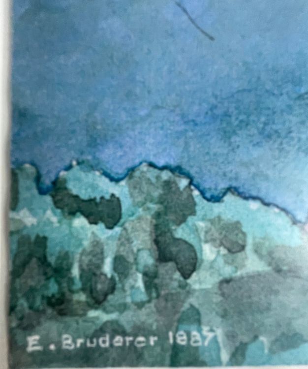 E.BRUERER AQUARELL BERGMASSIV MIT ALURAHMEN GRÖSSE 50X40CM 3
