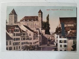 Ancienne CP de Rapperswil  - Marktplatz mit Burg 1910