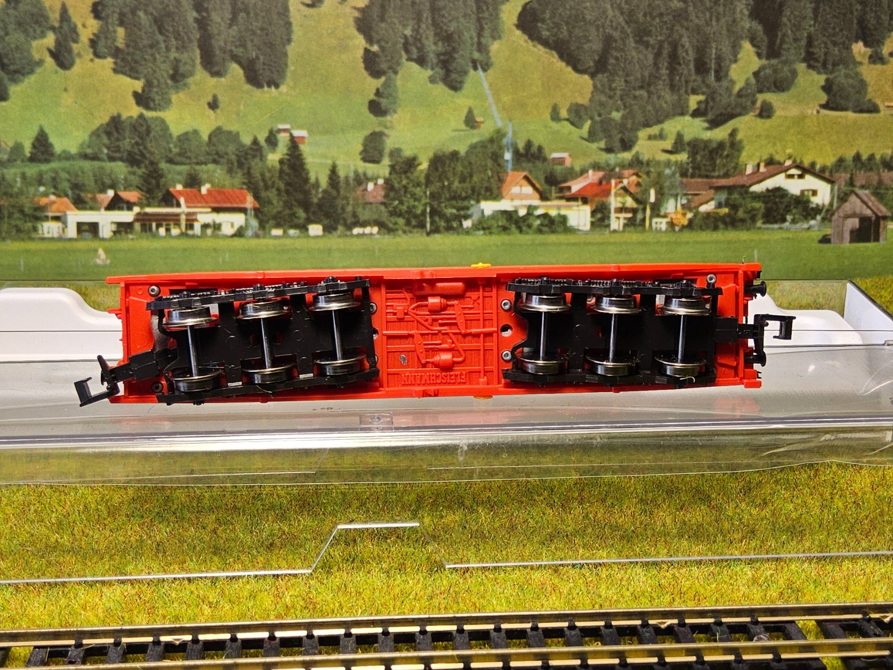 Fleischmann Modellini di ferrovie: Fleischmann 845509 __ Schwerlastwagen Samms mit Stahlblech – Usato da Uerikon venduto da Airport68 8