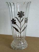 Schöne grosse Glasvase mit Metallauflage Vintage
