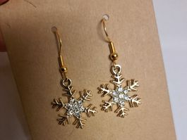 ❄️Schneeflocken Ohrhänger Ohrringe Goldfarben NEU❄️