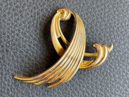 Broche Vintage signée Andreas Daub (A_D) plaqueé or Amerikan