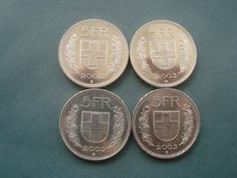 5 Franken  2003  4 stk  lot  fast neu