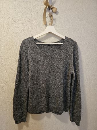 H&M Strickpullover mit Glitzer, Grau, Grösse M