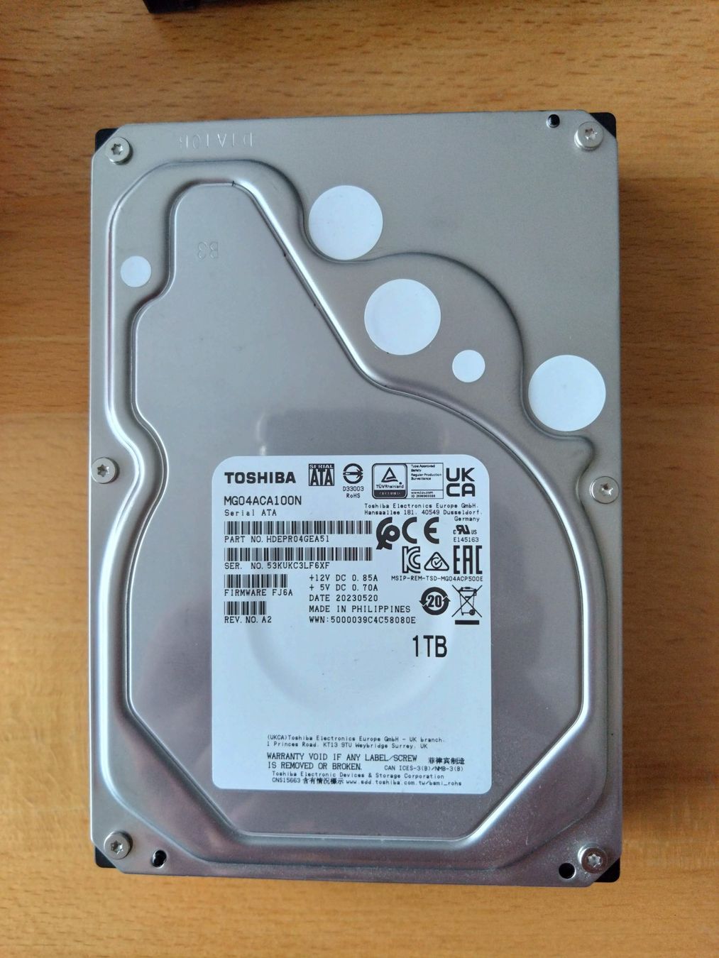 Toshiba Dischi rigidi: Hard Disk Toshiba MG Series, 1TB, SATA – Usato da Zofingen venduto da hb9fsx