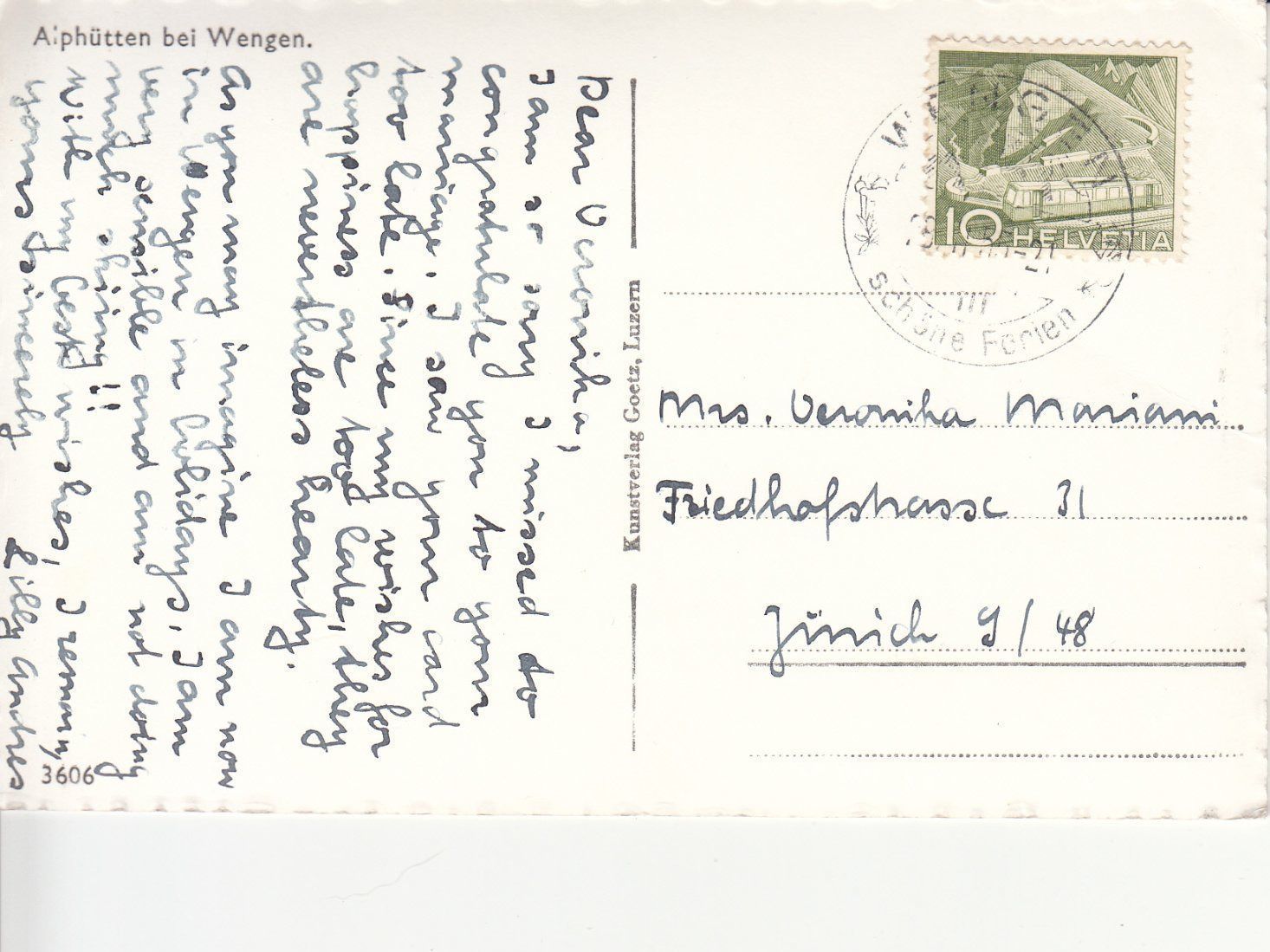 Ansichtskarten: Wengen 1955 – Gebraucht aus Bürglen TG von StampGraf 1