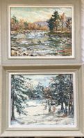 2x Ölbilder Sihlwald ZH - Herbst & Winter - Signiert R.Weber