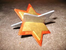 3D-Stern Figur Holz Steck-Stern Deko Weihnachten 2-teilig