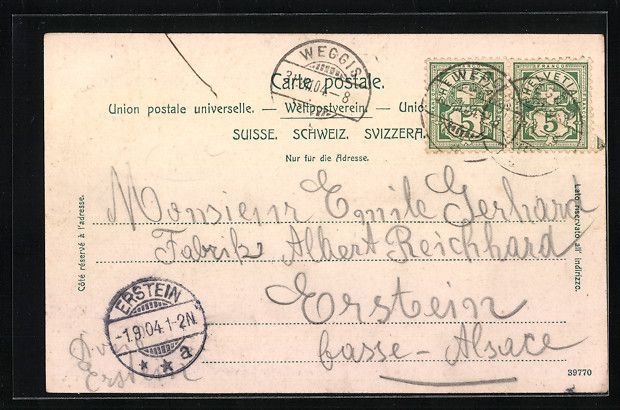 Cartoline postali: Weggis, Ortsansicht mit Hotel u. Pension – Usato da Berlin venduto da bartko-reher 1
