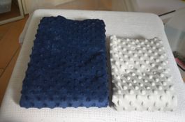 2 STUCK - STOFF RESTE SAMT - BLAU CM 140X65 + GRAU CM 100X50