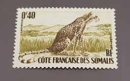 Französische Somaliküste Leopard 1958 alte briefmarke