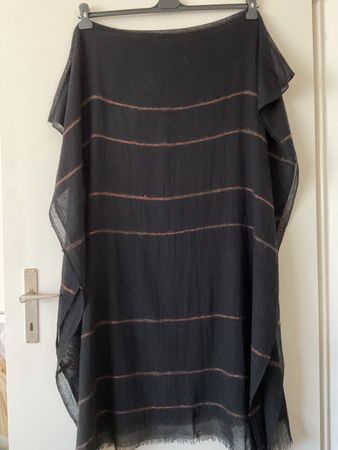 Grosser 100% feine Wolle Schal 92 x 215 cm Schwarz