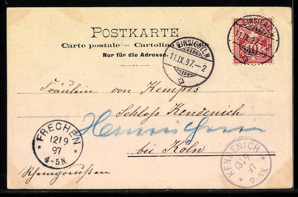 Ansichtskarten: AK Einsiedeln, Kirche und Kloster, 1897 – Gebraucht aus Berlin von bartko-reher 1